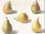 un tableau représentant des poires posées sur une table