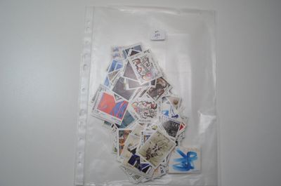 a picture of a bag of stamps hanging on a wall