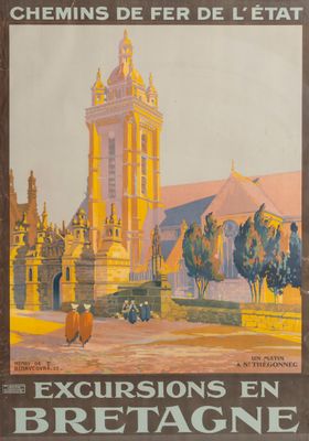 affiche annonçant des excursions en Bretagne, en France