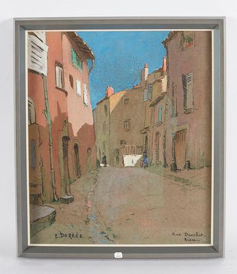une image représentant un tableau d'une rue dans une petite ville