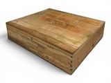 an image of a wooden box with a lid on a white background