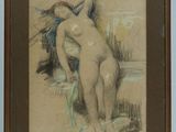 une image représentant le dessin d'une femme nue debout sur une plage