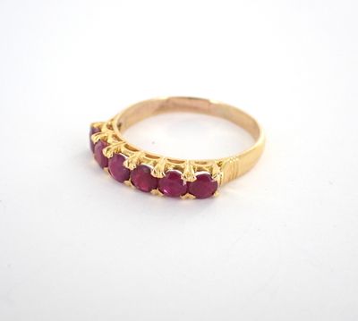 Bague Ancienne Années 1920/30 En Or Rose 9K 375/1000 Avec Pierre Rouge - Taille 56 - Occasion Bon état
