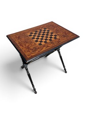 an image of a table with a chess board on top of it