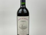 red wine bottle with a white background and a drawing of a boat