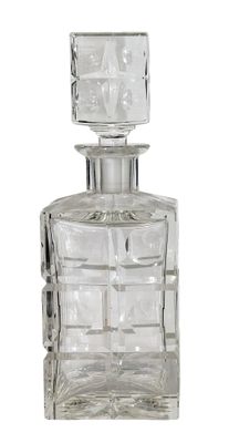 CARAFE A WHISKY de section carrée en cristal taillé, bouchon…
