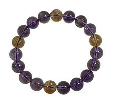 BRACELET extensible en amétrines, diamètre pierres : 10mm, l…