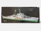 a picture of a model of a battleship on display