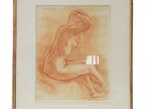 une image représentant le dessin d'une femme nue assise à genoux