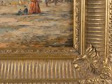 a picture of a painting of people on the beach