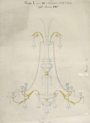Étude préparatoire représentant un lustre à pampilles