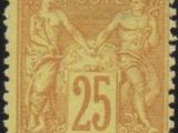 a postage stamp with the number 25 on it