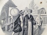a plate with a picture of a man and a woman on it