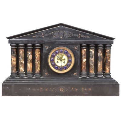 Pendule architecturale en onyx et marbre brèche