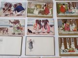 a lot of cards on the table with pictures on them