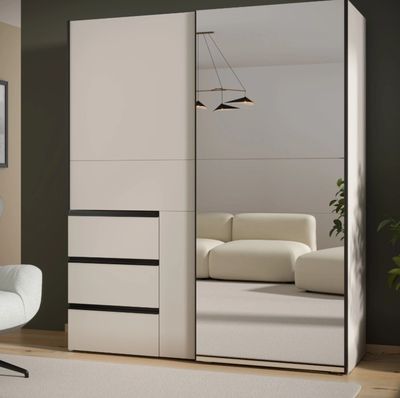 Armoire WINN 2- 2 portes coulissantes et 3 tiroirs - Décor S…