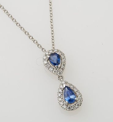 Collier en or blanc 750°/.(18K) 2g35 sertie de deux saphirs …
