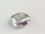 bague en argent sterling avec améthyste et topaze blanche