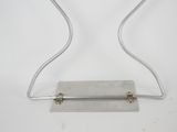 pair of chrome plated lamps on a stand on a white background