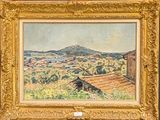 an image of a painting of a landscape in a gold frame