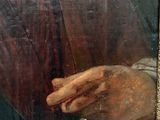 painting of a man in a red robe holding a knife