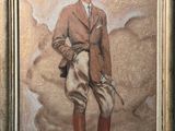 painting of a man in a brown jacket and brown boots
