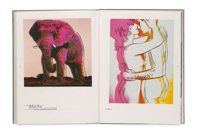 un livre ouvert sur lequel figurent l'image d'un éléphant et d'une femme
