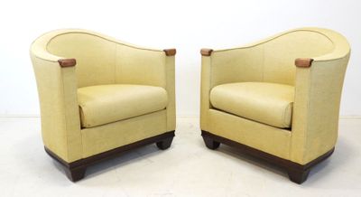 paire de fauteuils de salon Art déco en jaune, rembourrés, rembourrés, rembourrés, rembourrés, rembourrés, rembourrés, rembourrés, rembourrés