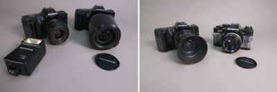 deux photos différentes représentant un appareil photo et une clé USB