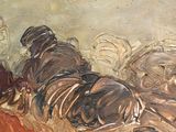 a painting of a person laying down on a bed