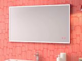 a mirror on the wall above a sink in a bathroom