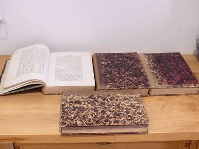trois livres posés sur une table l'un à côté de l'autre