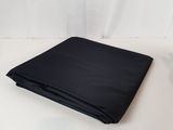 a close up of a black blanket on a white background