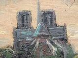 an oil painting of a painting of a cathedral with a clock tower