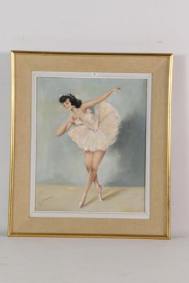 tableau représentant une femme vêtue d'un tutu blanc, dans un cadre doré