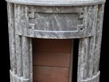an image of a marble fireplace surround with a black background