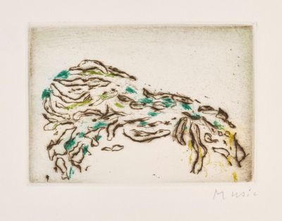 une image représentant un dessin d'un cheval avec des feuilles sur la tête