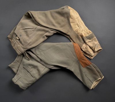 a close up of a pair of pants on a black surface