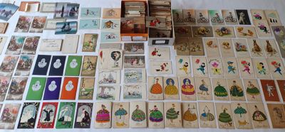 a lot of cards on the table with pictures on them