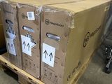 many boxes on a pallet in a warehouse