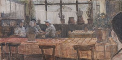 Hervé THIBAULT (né en 1944) Scène de café - Photo 1