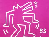 an image of a pink poster with a drawing of a man in a top hat