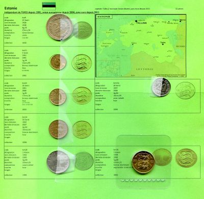 ESTONIE. Lot de 7 monnaies différentes (XXe siècle).