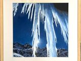 an image of a painting of icicles hanging from the side of a building
