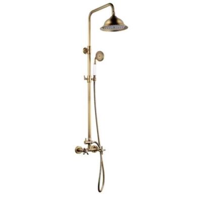 thermostaer with shower head and handset in brushed brass