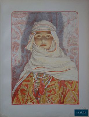 une vieille photo d'une femme portant un foulard blanc sur la tête