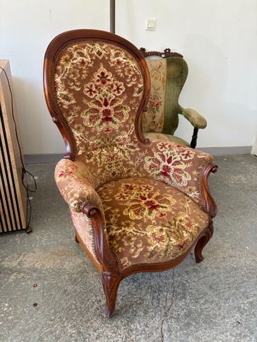 Bergère Louis Philippe, garni de tissu fleuri