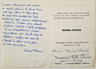 Invitation de la Galerie Matignon pour une exposition de cér…