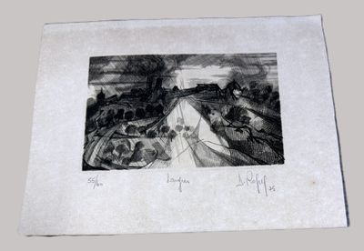 Gravure de D.Rafiel ? 1975 LANGRES planche numérotée 23,5 X …