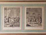 two framed pictures of a couple of men playing a game of tennis